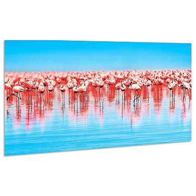 Empire Art Direct Flamingo Flock Glass Wall Art