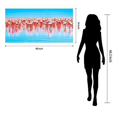 Empire Art Direct Flamingo Flock Glass Wall Art