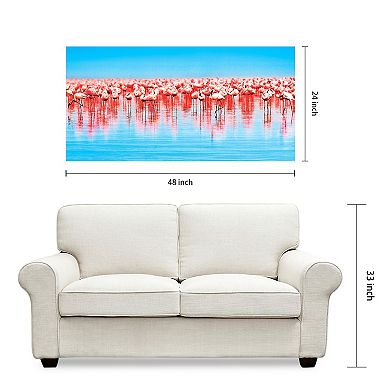 Empire Art Direct Flamingo Flock Glass Wall Art