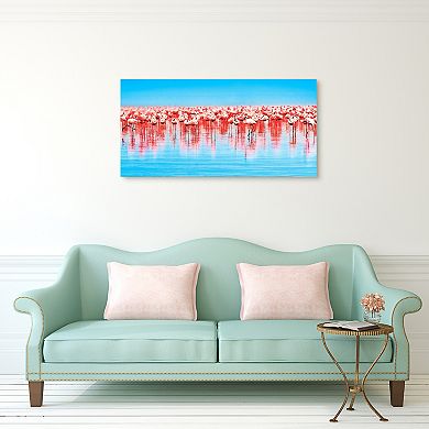 Empire Art Direct Flamingo Flock Glass Wall Art
