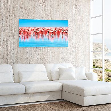Empire Art Direct Flamingo Flock Glass Wall Art