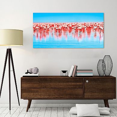 Empire Art Direct Flamingo Flock Glass Wall Art