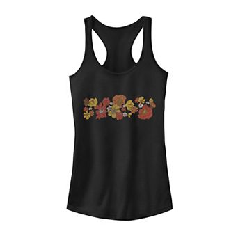 Juniors' Trendy Simple Vintage Retro Floral Center Tank Top