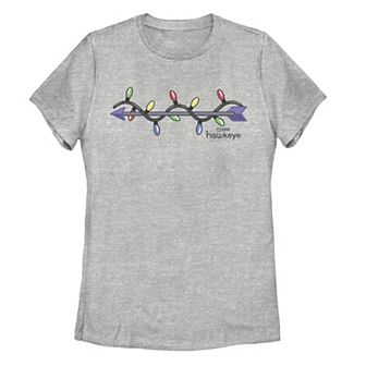 Juniors' Marvel Hawkeye Christmas Light String Graphic Tee