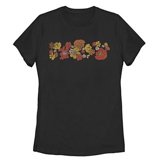 Juniors' Trendy Simple Vintage Retro Floral Center Tee