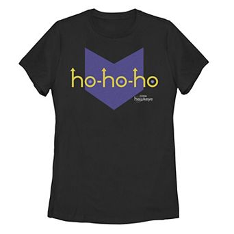 Juniors' Marvel Hawkeye Ho-Ho-Ho Logo Graphic Tee