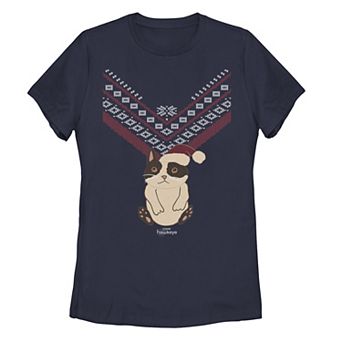 Juniors' Marvel Hawkeye Cat In A Christmas Hat Graphic Tee