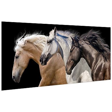 Empire Art Direct Trilogy 2 Horse Glass Wall Art