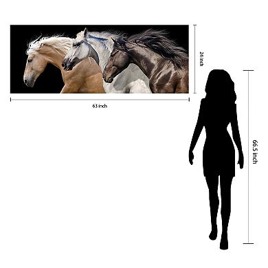 Empire Art Direct Trilogy 2 Horse Glass Wall Art