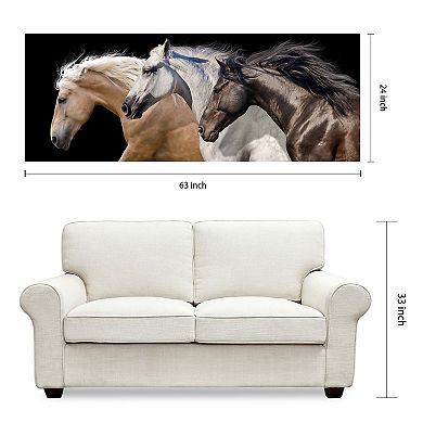 Empire Art Direct Trilogy 2 Horse Glass Wall Art