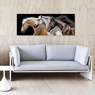 Empire Art Direct Trilogy 2 Horse Glass Wall Art