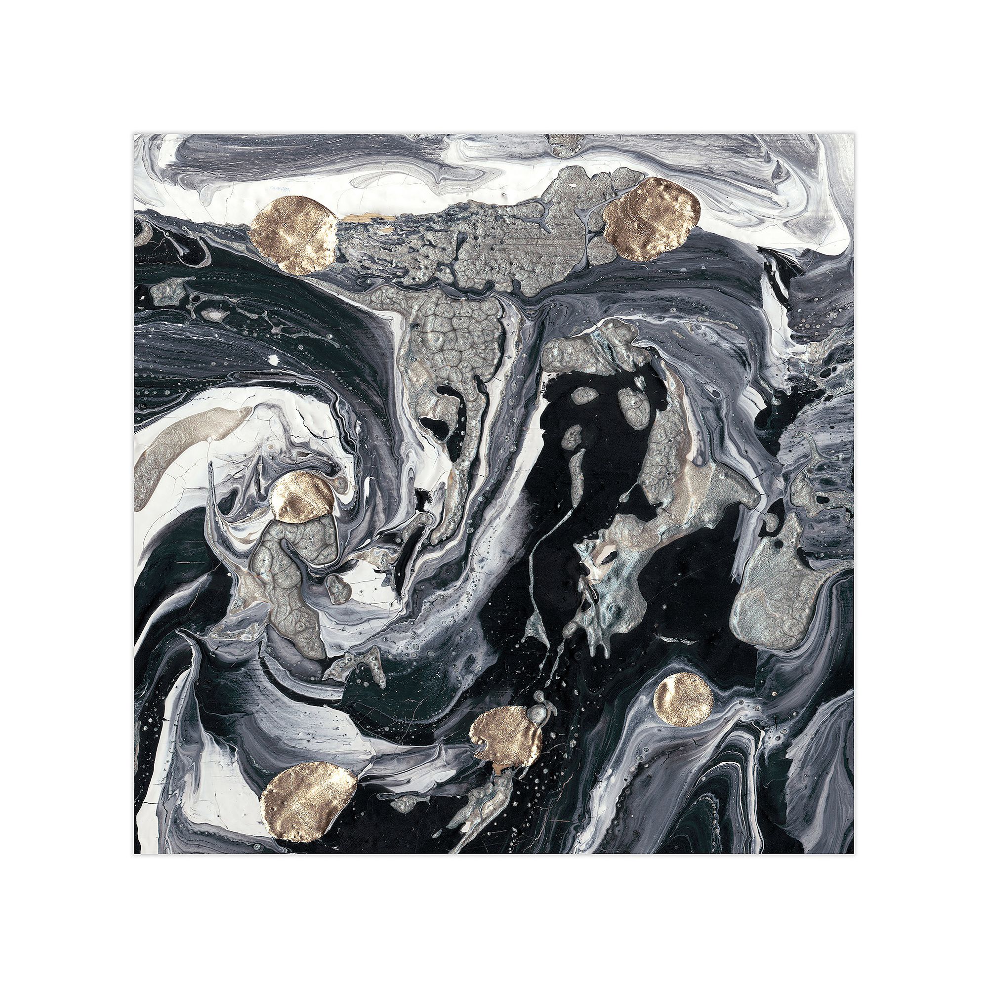 Empire Art Direct Ebony & Ivory B Glass Wall Art, Black