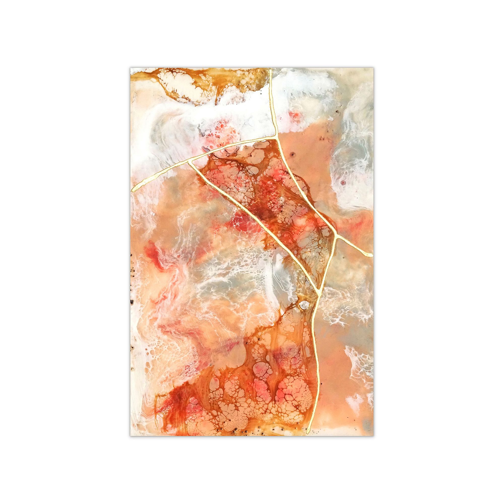 Empire Art Direct Coral Lace I Glass Wall Art, Orange