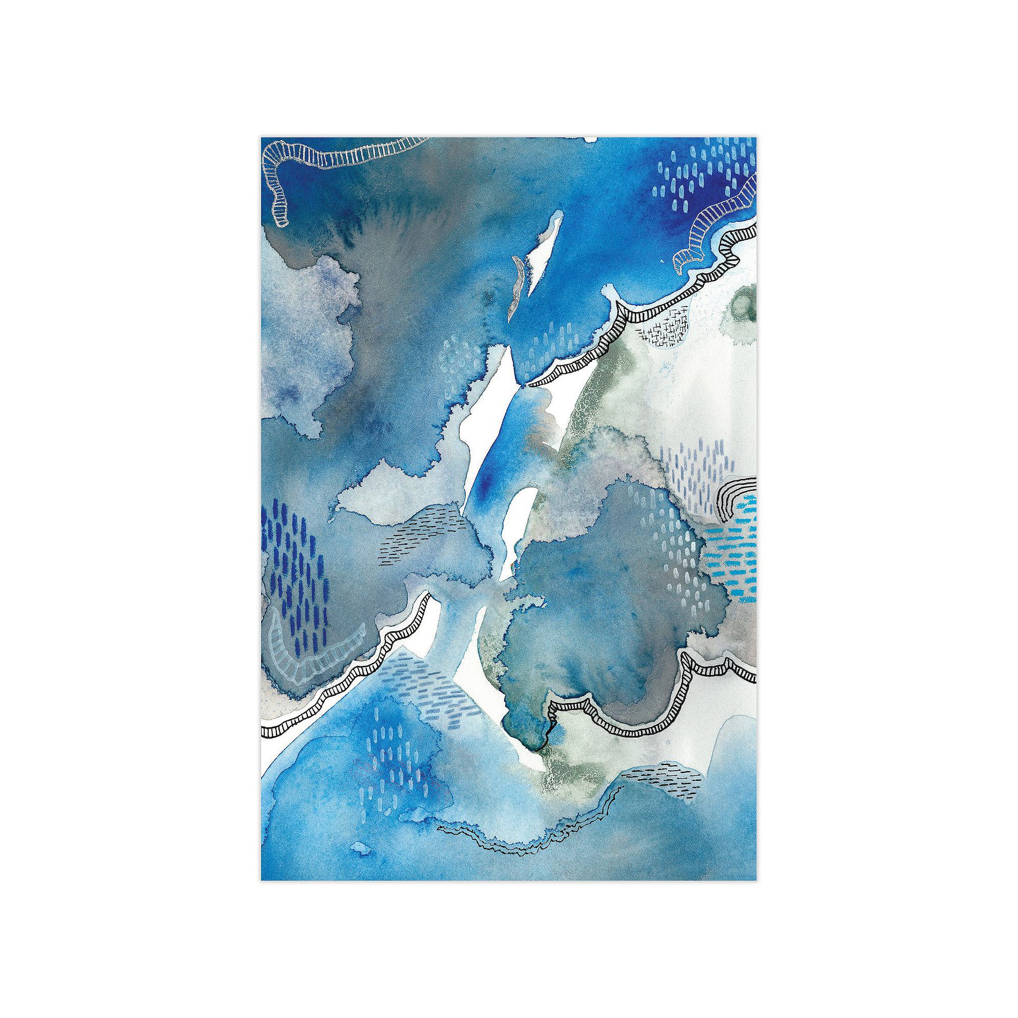 Empire Art Direct Subtle Blues I Glass Wall Art