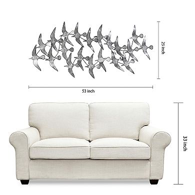 Flock Etched Metal Wall Sculpture