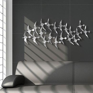 Flock Etched Metal Wall Sculpture