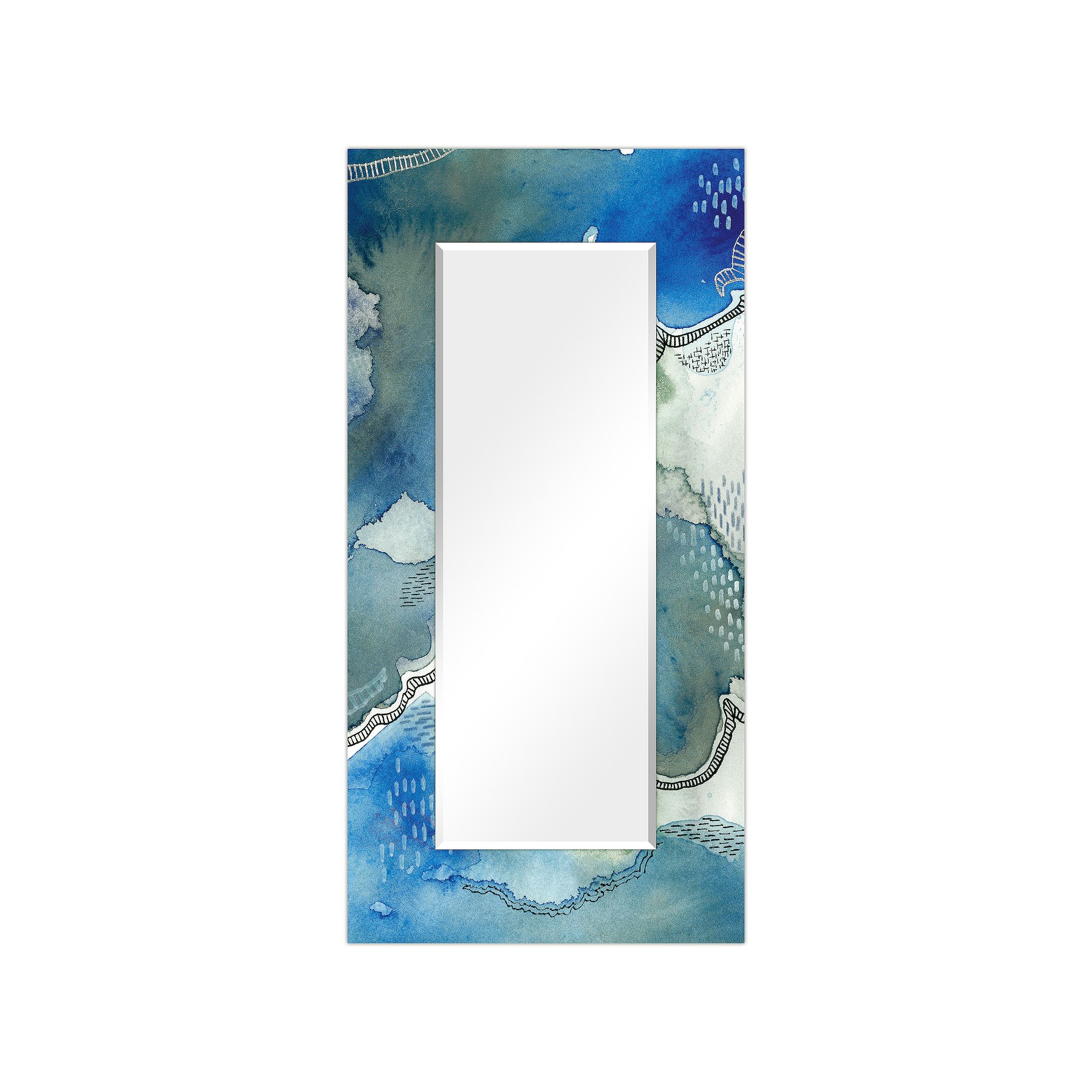 Subtle Blues Rectangular Beveled Mirror, Multi