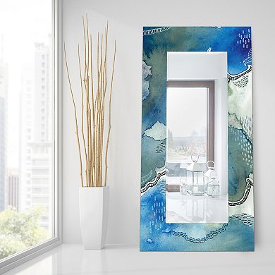 Subtle Blues Rectangular Beveled Mirror