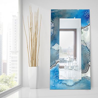 Subtle Blues Rectangular Beveled Mirror