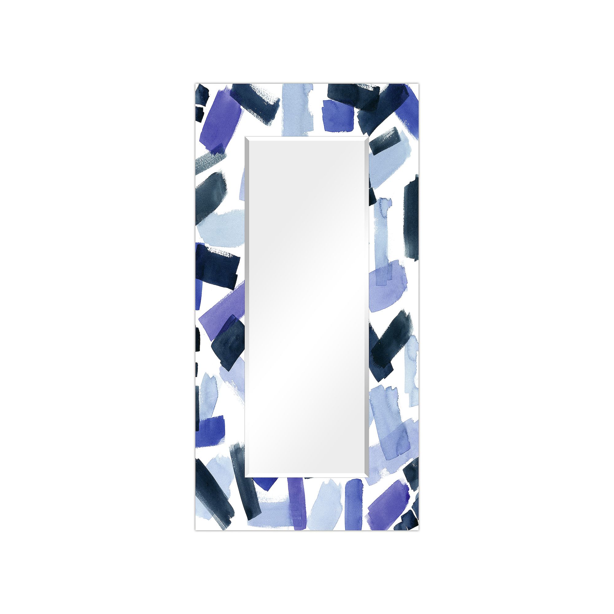 Cerulean Strokes Rectangular Beveled Mirror, Multi