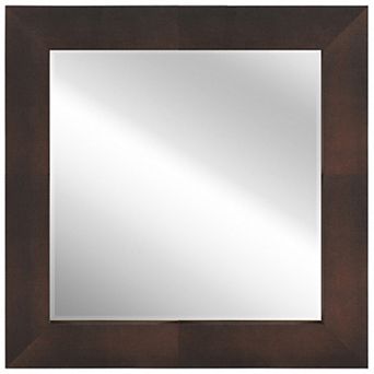 Empire Art Direct Black on Bronze Metallic Shagreen Leather Framed Beveled Mirror