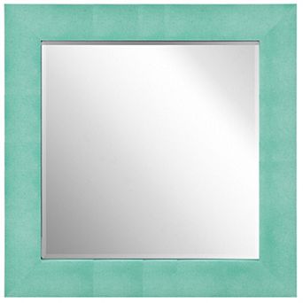 Empire Art Direct Teal Metallic Shagreen Leather Framed Beveled Mirror