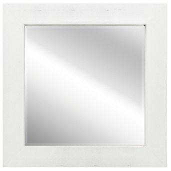 Empire Art Direct Silver on White Metallic Shagreen Leather Framed Beveled Mirror