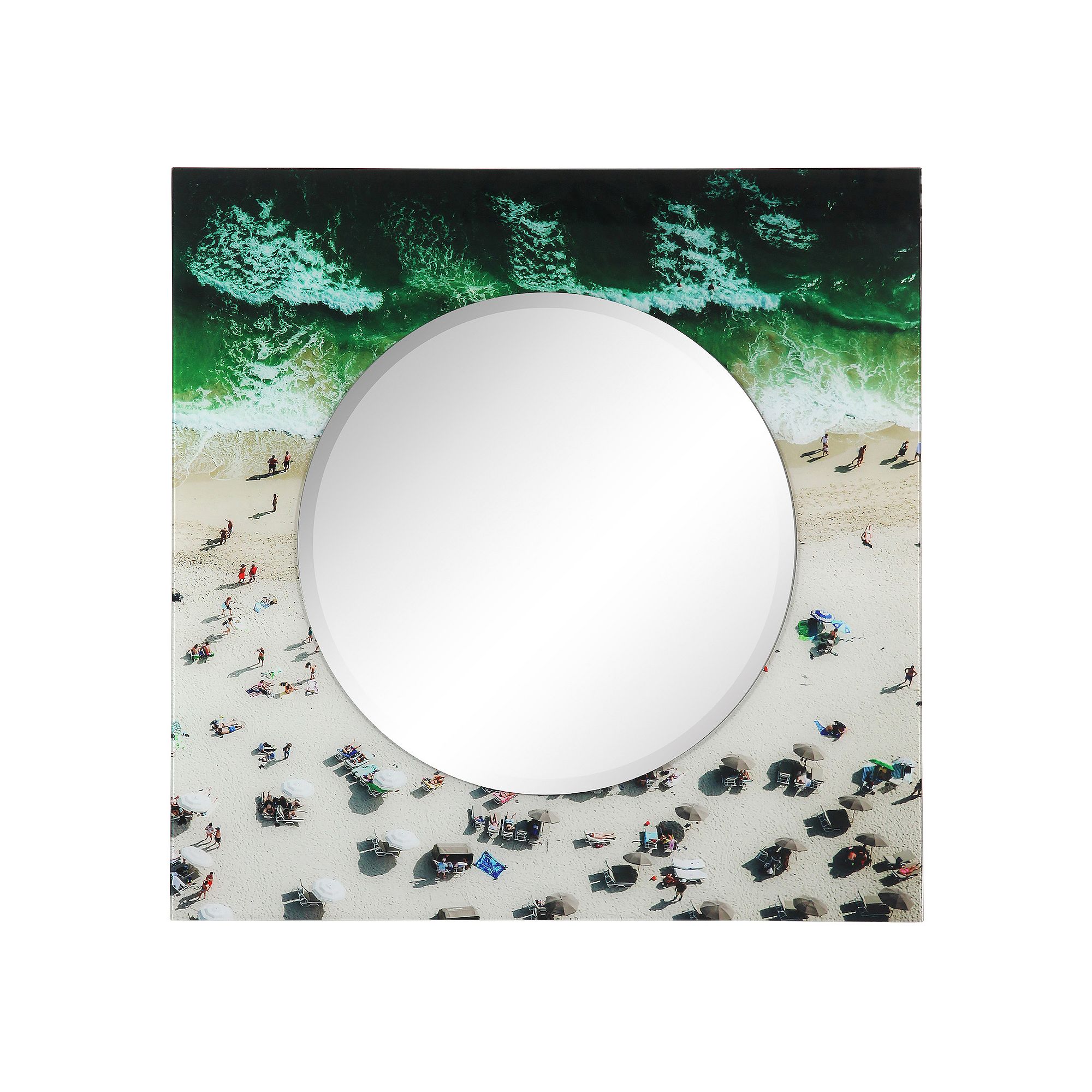 Beach Round Beveled Mirror, Multi
