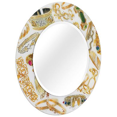 Gold Charm Round Beveled Mirror