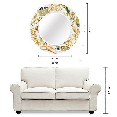 Gold Charm Round Beveled Mirror