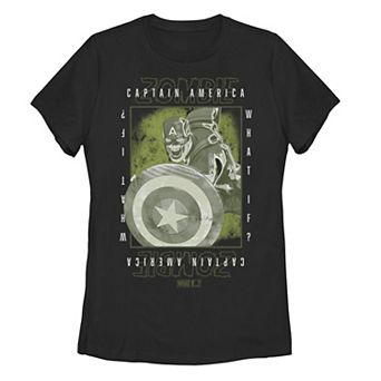 Juniors' Marvel What If Captain America Zombie Box Poster Tee