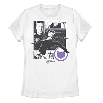 Juniors' Marvel Hawkeye Portrait Panel Collage Tee