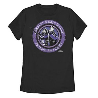Juniors' Marvel Hawkeye & Kate Bishop Purple Circle Portrait Tee