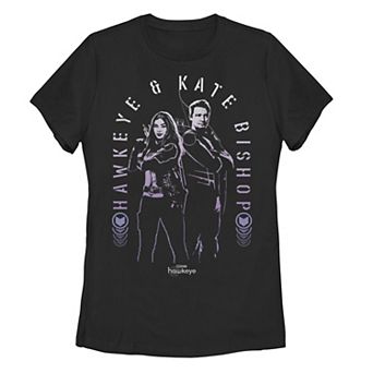 Juniors' Marvel Hawkeye & Kate Bishop Gradient Hue Stamp Tee