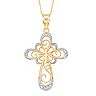 14k Two-Tone Gold Polished & Diamond Cut Cross Pendant Necklace