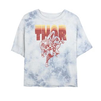 Juniors' Marvel Avengers Thor Retro Name Stack Portrait Tee