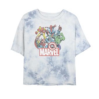 Juniors' Marvel Avengers Team Retro Comic Vintage Tee
