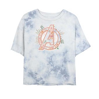 Juniors' Marvel Avengers Soft Floral Fill Logo Tee