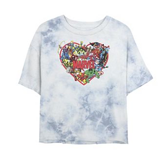 Juniors' Marvel Superhero Heart Tee