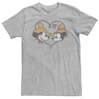 Big & Tall Disney Mickey And Friends Mickey & Minnie Mouse Cowboy Heart Tee