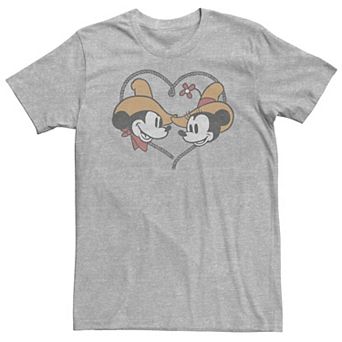 Big & Tall Disney Mickey And Friends Mickey & Minnie Mouse Cowboy Heart Tee