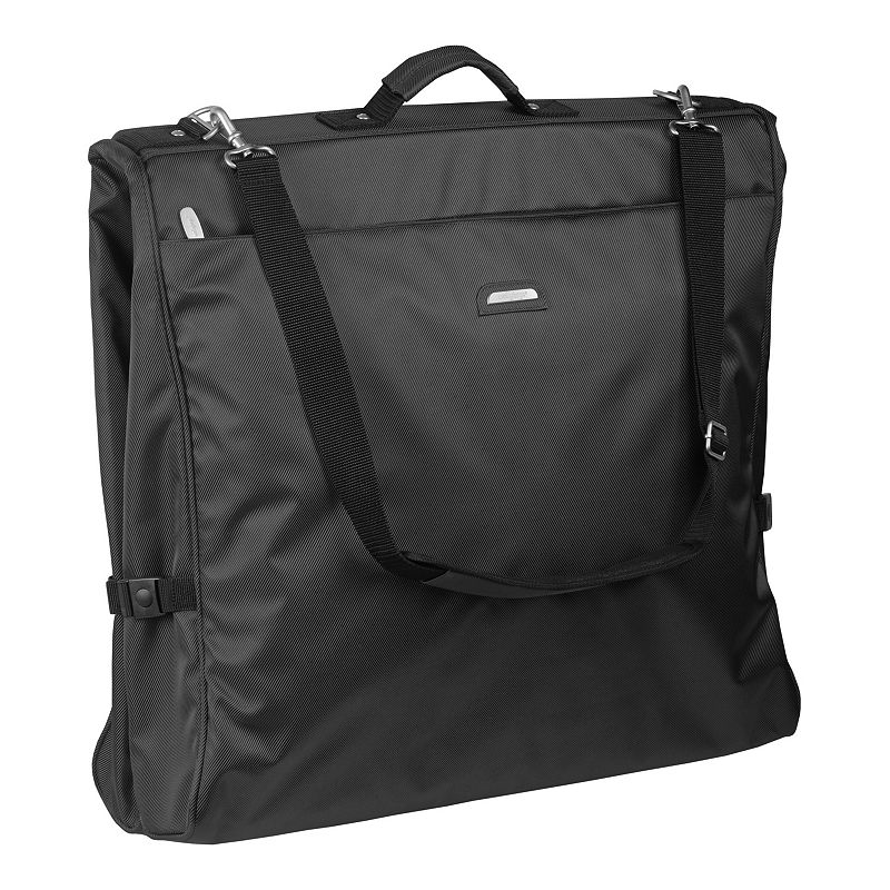 WallyBags® 45" Premium Framed Garment Bag with Shoulder Strap and Multiple Pockets, Black