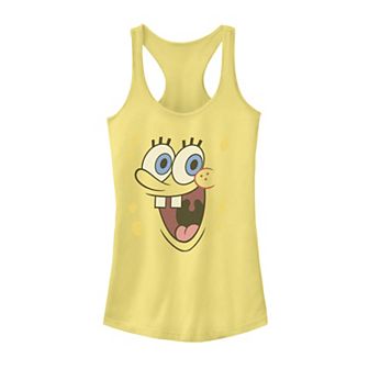 Juniors' SpongeBob SquarePants Excited Big Face Racerback Graphic Tank Top