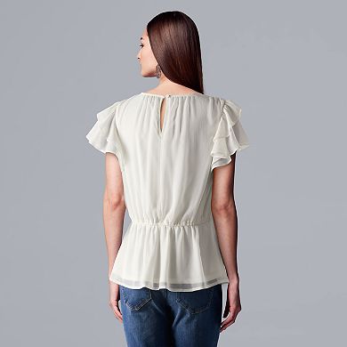 Women's Simply Vera Vera Wang Ruffle-Sleeve Peplum Top