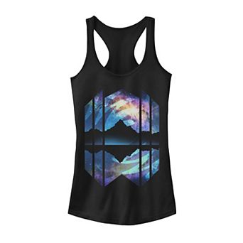Juniors' Trendy Mystical Mountain Diamond Panels Graphic Tank Top