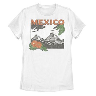 Juniors' Travel Apparel Mexico Pyramids Poster Graphic Tee