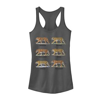 Juniors' Scientific Exotic Tiger Names Graphic Tank Top