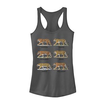 Juniors' Scientific Exotic Tiger Names Graphic Tank Top