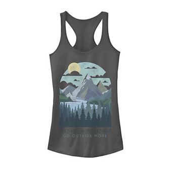Juniors' Trendy "Fitness & Wellness Go Outside More" Mountain Scene Tank Top