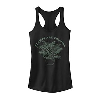 Juniors' "Plants Are Friends" Ferns In A Pot Sketch Tank Top